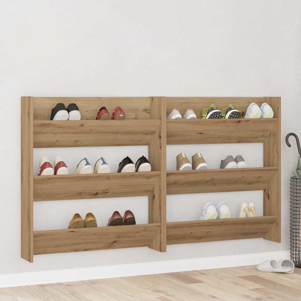 Seinalt jalanõude kapid - 2-osaline komplekt Artisan Oak'ist, 80x18x90 cm, valmistatud tehispuidust
