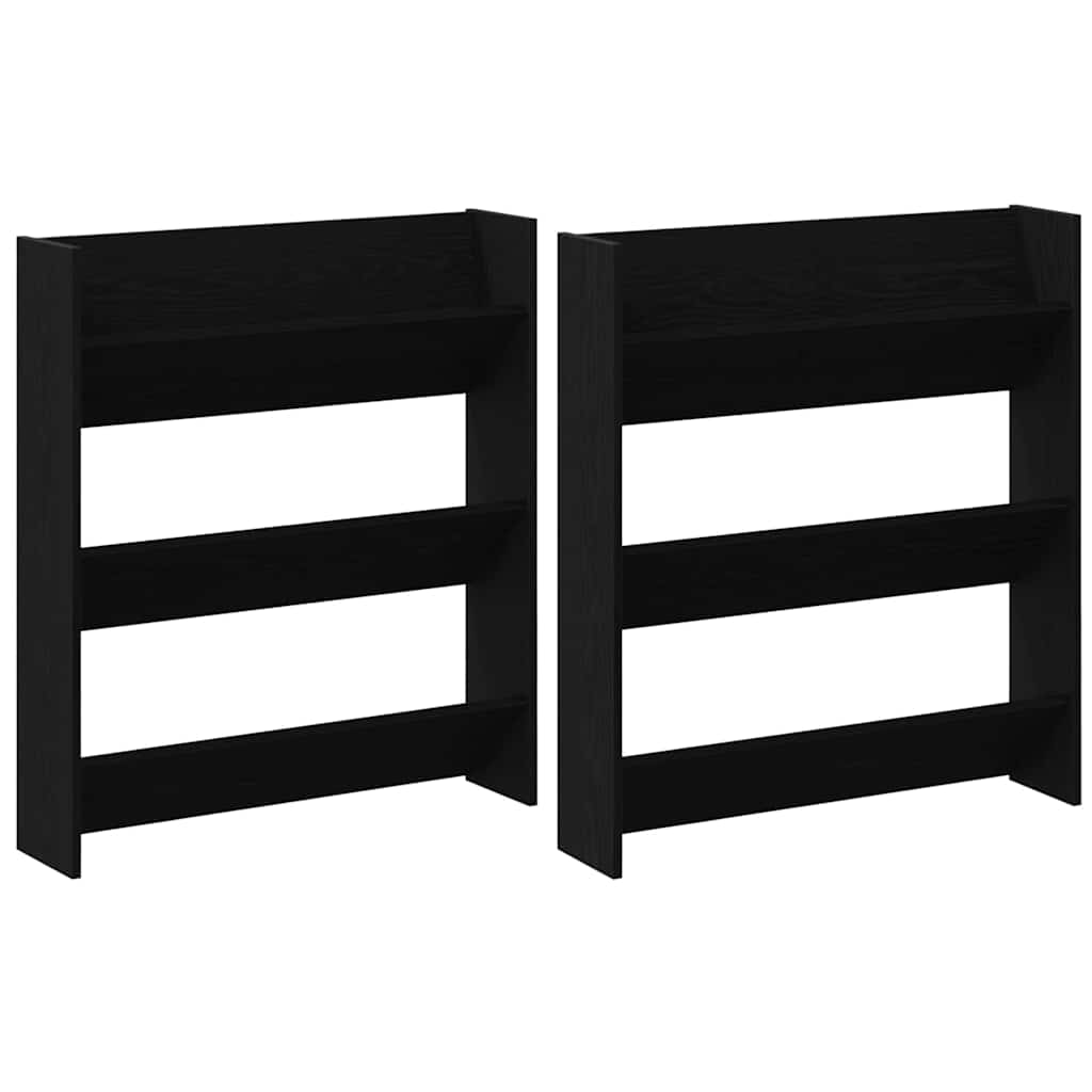Seinäkenkäkaapit 2 pcs Musta tammi 60 x 18 x 60 cm Tekninen puu
