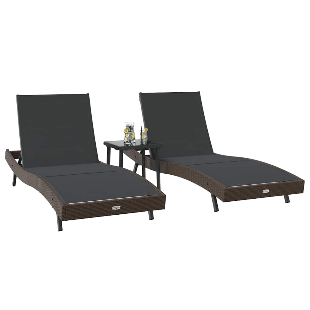 vidaXL Ligstoelen 3 pcs Bruin 40 x 40 x 40.5 cm poly rattan