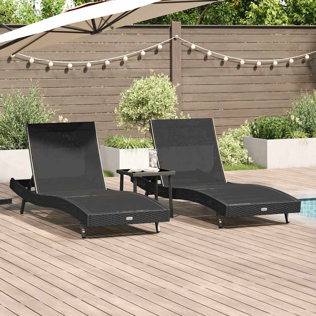 Легла за слънце 3 pcs Черно 40 x 40 x 40.5 см Полиратан