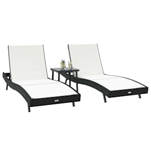 Slunečník 3 pcs Černá a bílá 197 x 70 x 82 cm polyratan - obrázek 3