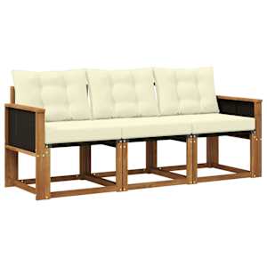 Zunanja garnitura za sedenje z blazino 3 pcs Naravna in smetana