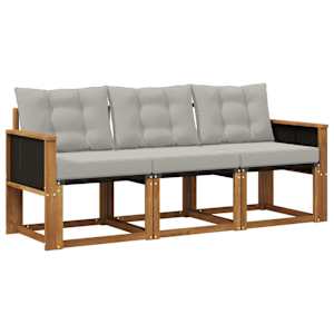 Zunanja garnitura za sedenje 3 pcs Naravna in svetlo siva