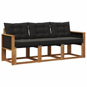 Zunanja garnitura za sedenje z blazino 3 pcs Naravna in črna