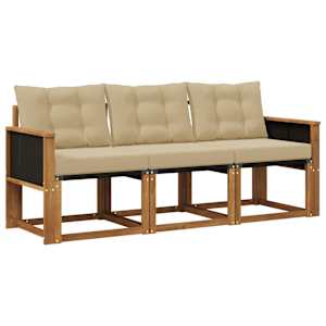 Zunanja garnitura za sedenje z blazino 3 pcs Naravna in bež