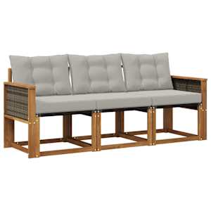 Zunanja garnitura za sedenje 3 pcs Naravna in svetlo siva