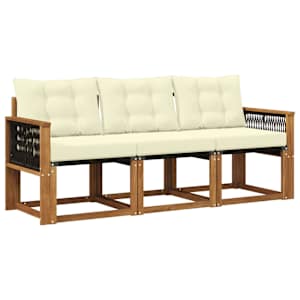 Zunanja garnitura za sedenje z blazino 3 pcs Naravna in smetana