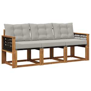 Zunanja garnitura za sedenje 3 pcs Naravna in svetlo siva