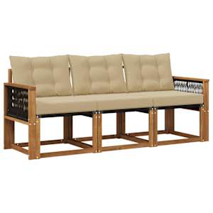 Zunanja garnitura za sedenje z blazino 3 pcs Naravna in bež