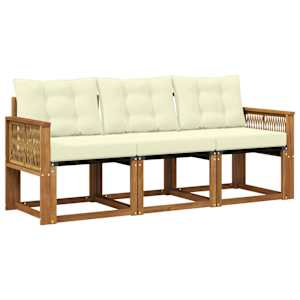 Zunanja garnitura za sedenje z blazino 3 pcs Naravna in smetana