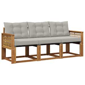 Zunanja garnitura za sedenje 3 pcs Naravna in svetlo siva