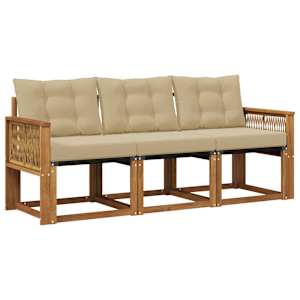 Zunanja garnitura za sedenje z blazino 3 pcs Naravna in bež