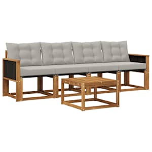 Zunanja garnitura za sedenje 5 pcs Naravna in svetlo siva