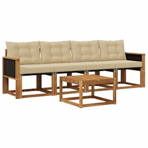 Zunanja garnitura za sedenje z blazino 5 pcs Naravna in bež