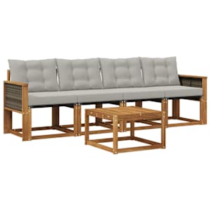 Zunanja garnitura za sedenje 5 pcs Naravna in svetlo siva