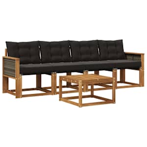 Zunanja garnitura za sedenje z blazino 5 pcs Naravna in črna