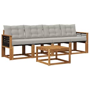 Zunanja garnitura za sedenje 5 pcs Naravna in svetlo siva