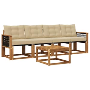 Zunanja garnitura za sedenje z blazino 5 pcs Naravna in bež