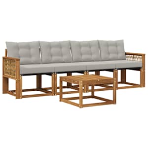 Zunanja garnitura za sedenje 5 pcs Naravna in svetlo siva