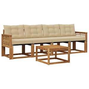 Zunanja garnitura za sedenje z blazino 5 pcs Naravna in bež