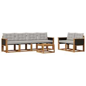 Zunanja garnitura za sedenje 7 pcs Naravna in svetlo siva