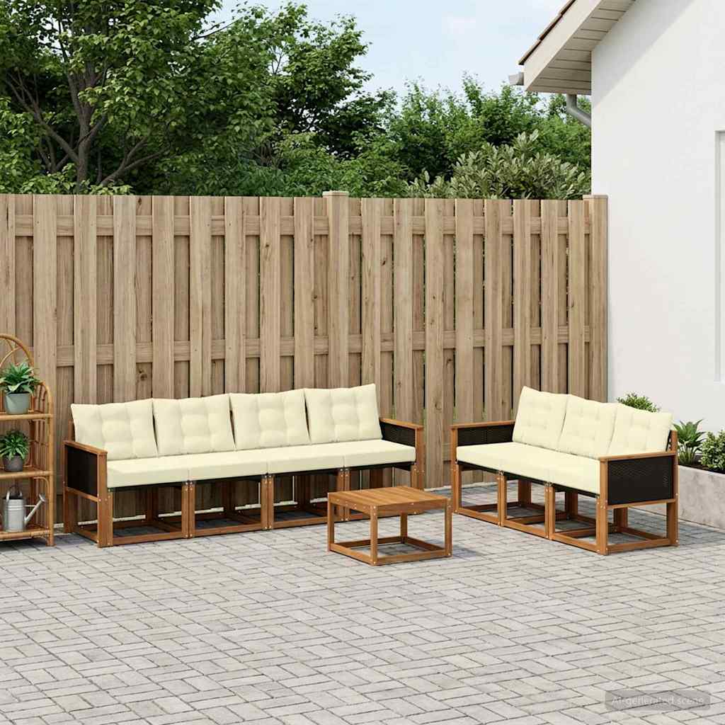 vidaXL Set de canapele de exterior cu pernă 8 pcs Natural și Crem