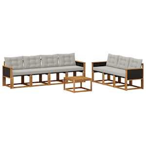 Zunanja garnitura za sedenje 8 pcs Naravna in svetlo siva