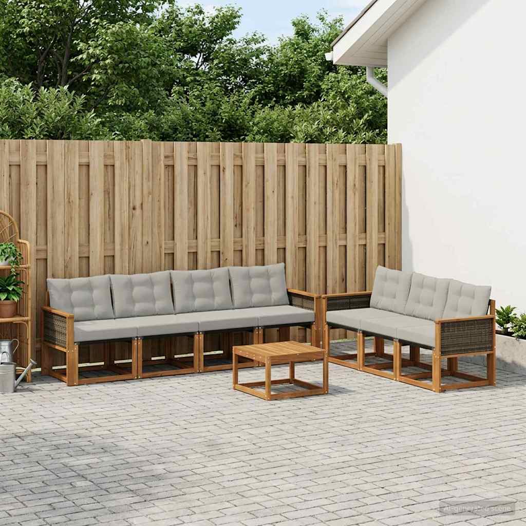 vidaXL Set de canapele de exterior 8 pcs Natural și gri deschis