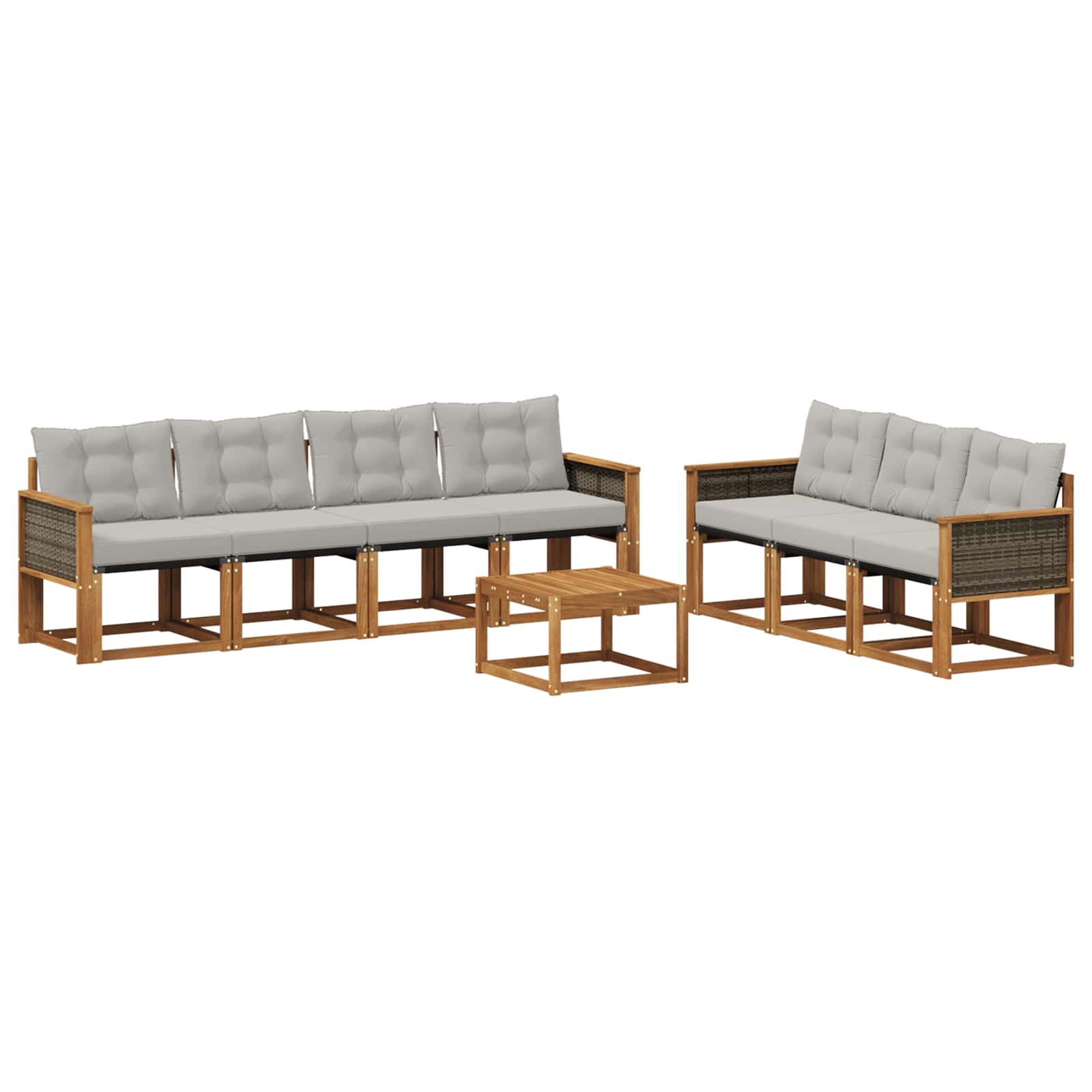 vidaXL Set de canapele de exterior 8 pcs Natural și gri deschis