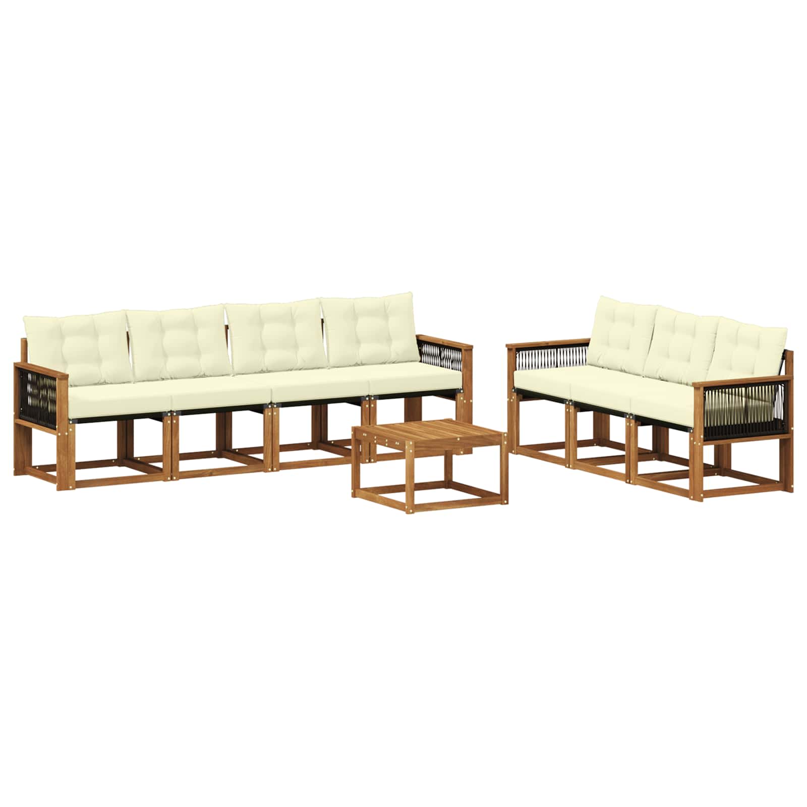 vidaXL Set de canapele de exterior cu pernă 8 pcs Natural și Crem