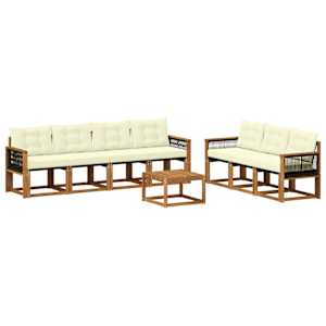 Zunanja garnitura za sedenje z blazino 8 pcs Naravna in smetana