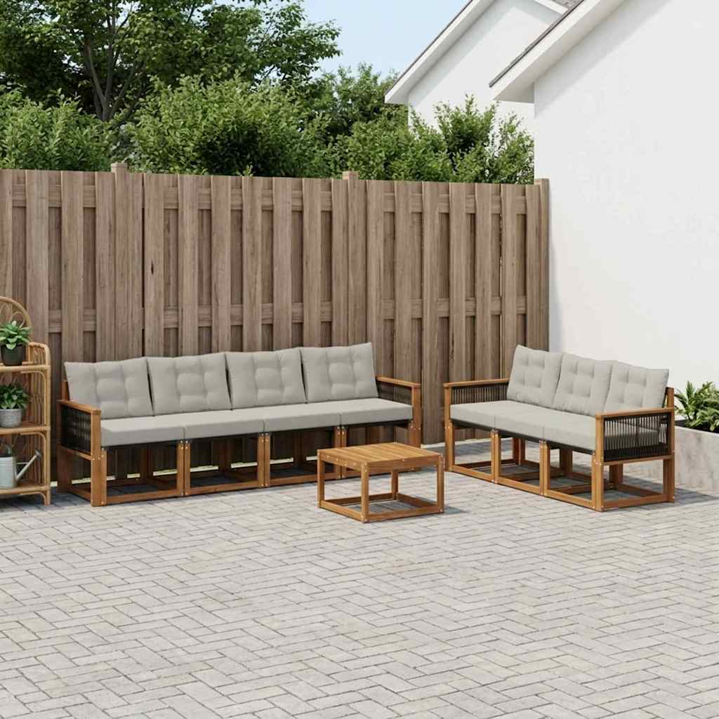 vidaXL Set de canapele de exterior 8 pcs Natural și gri deschis
