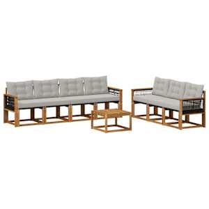Zunanja garnitura za sedenje 8 pcs Naravna in svetlo siva