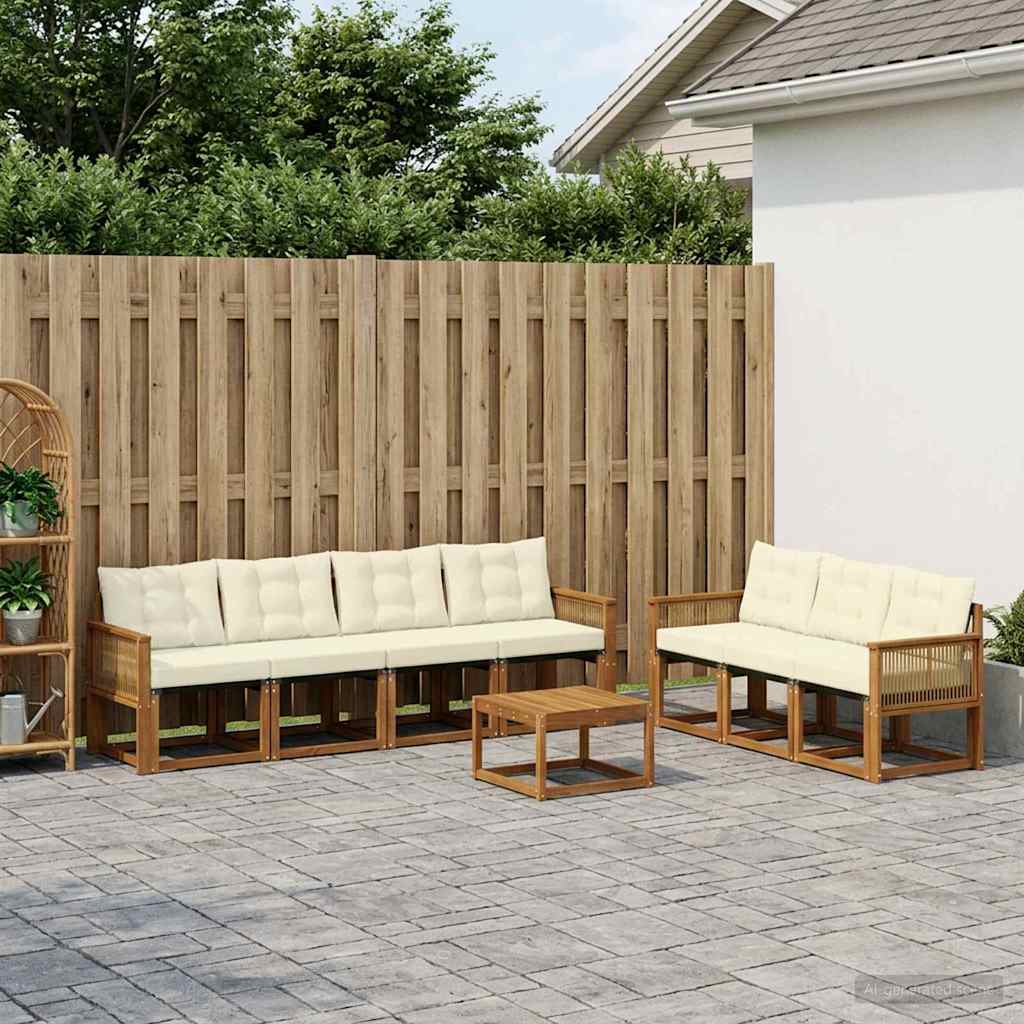 vidaXL Set de canapele de exterior cu pernă 8 pcs Natural și Crem