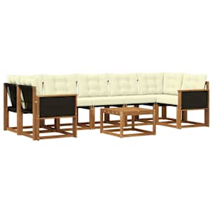 Zunanja garnitura za sedenje z blazino 8 pcs Naravna in smetana