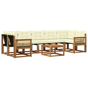 Zunanja garnitura za sedenje z blazino 8 pcs Naravna in smetana