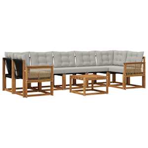 Zunanja garnitura za sedenje 8 pcs Naravna in svetlo siva