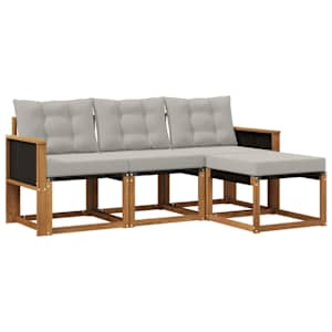 Zunanja garnitura za sedenje 4 pcs Naravna in svetlo siva