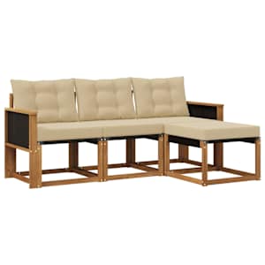 Zunanja garnitura za sedenje z blazino 4 pcs Naravna in bež
