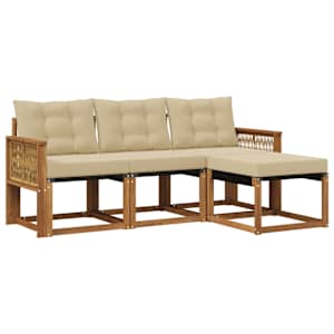 Zunanja garnitura za sedenje z blazino 4 pcs Naravna in bež