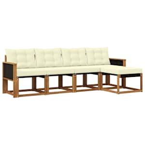 Zunanja garnitura za sedenje z blazino 5 pcs Naravna in smetana