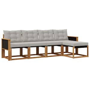 Zunanja garnitura za sedenje 5 pcs Naravna in svetlo siva