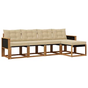 Zunanja garnitura za sedenje z blazino 5 pcs Naravna in bež