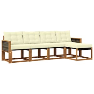 Zunanja garnitura za sedenje z blazino 5 pcs Naravna in smetana