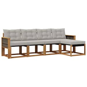 Zunanja garnitura za sedenje 5 pcs Naravna in svetlo siva