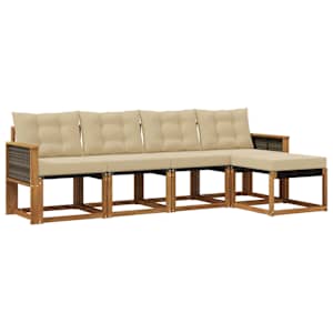 Zunanja garnitura za sedenje z blazino 5 pcs Naravna in bež