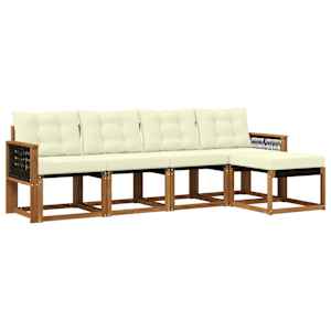 Zunanja garnitura za sedenje z blazino 5 pcs Naravna in smetana