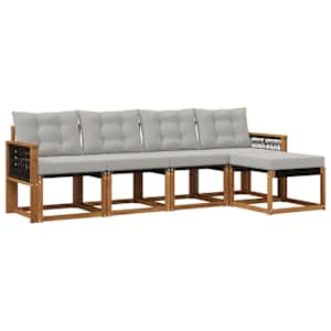 Zunanja garnitura za sedenje 5 pcs Naravna in svetlo siva