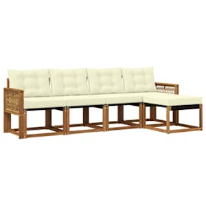 Zunanja garnitura za sedenje z blazino 5 pcs Naravna in smetana