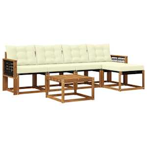 Zunanja garnitura za sedenje z blazino 6 pcs Naravna in smetana